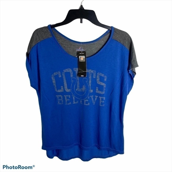 Indianapolis Colts Top NWT Large Blue Gray Women’s - Picture 1 of 11